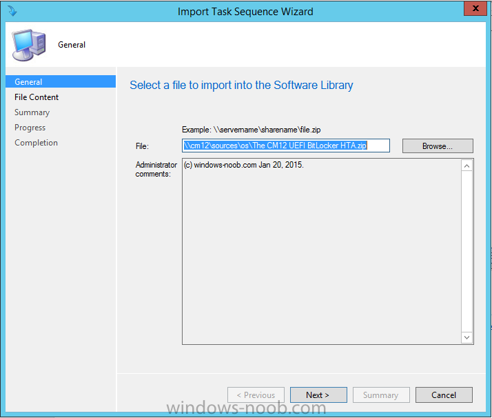 importing the task sequence zip file.png