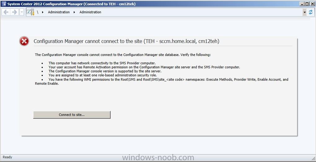 Configuration exception. Console Setup SCCM. Insufficient Privilege.