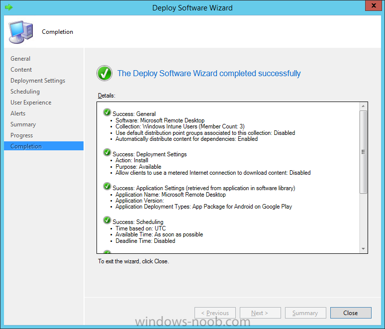 Deploy Microsoft Remote Desktop to Windows Intune Users is complete.png