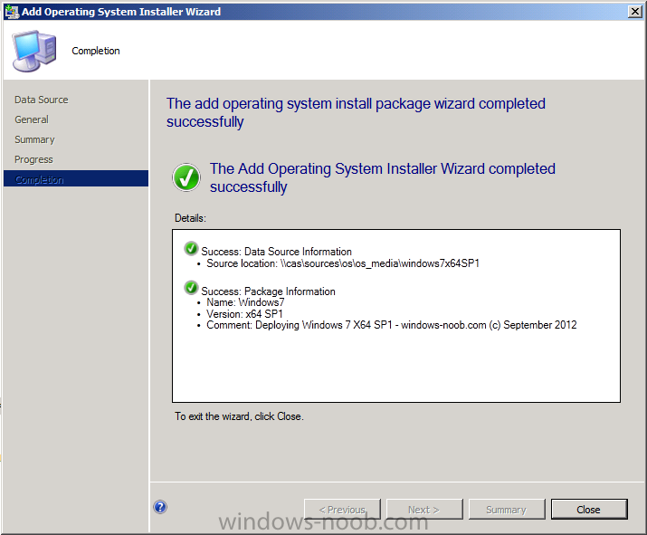 add operating system install package wizard completed successfully.png