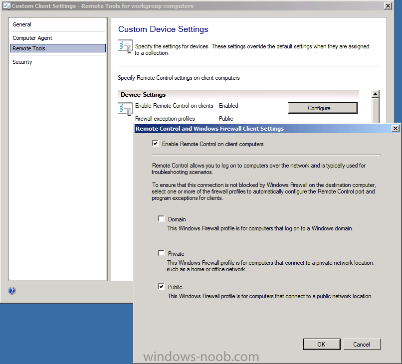 set the Remote control firewall policy to enable and choose Public as the firewall profile.png