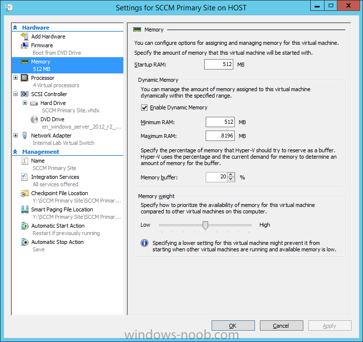 Windows Server 2012 R2 - Hyper-V Memory Settings.png