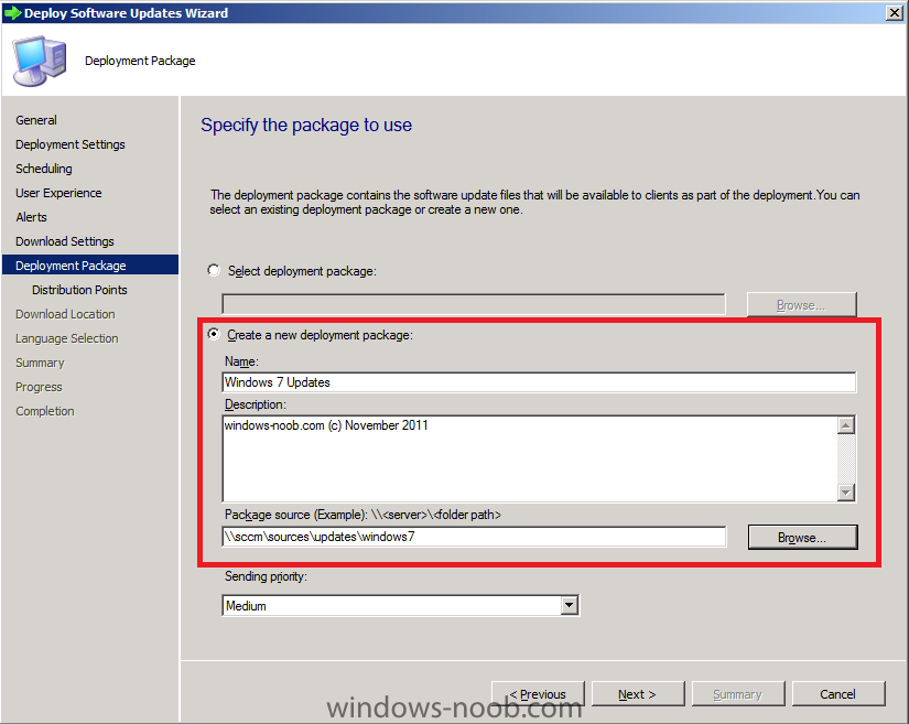 create a new deployment package windows 7 updates.png