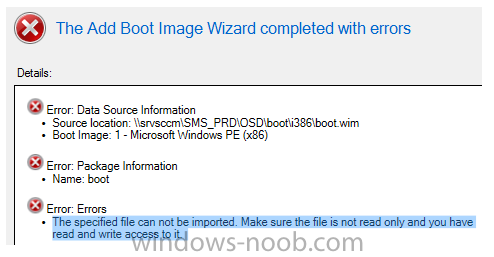 Failed to Import Boot Image (New Installation) - System Center  Configuration Manager (Current Branch) 