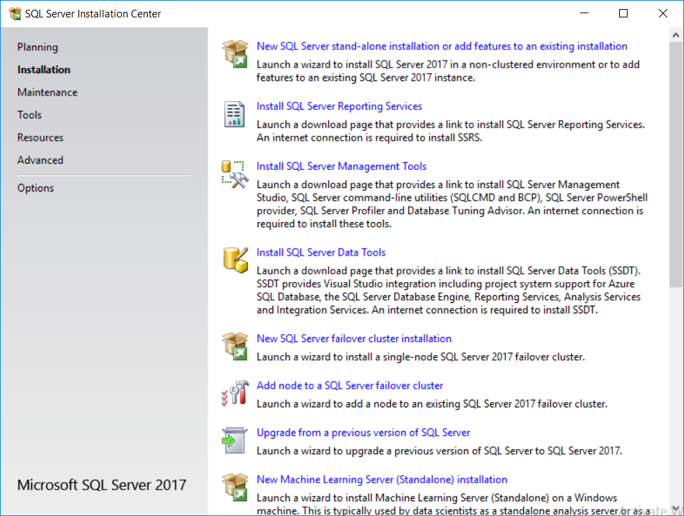 sql server installation center - installation.png