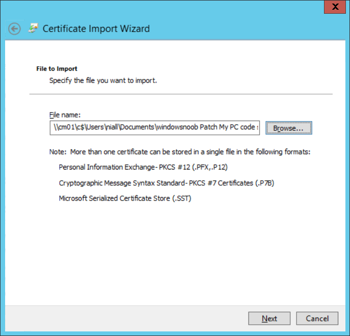 importing the certificate.png