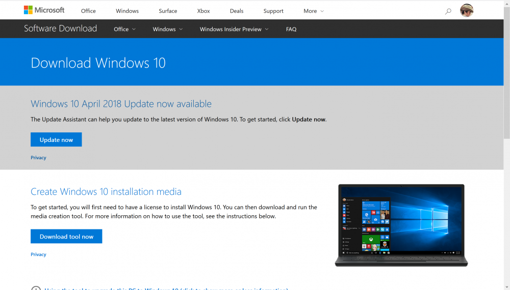 download windows 10 version 1803