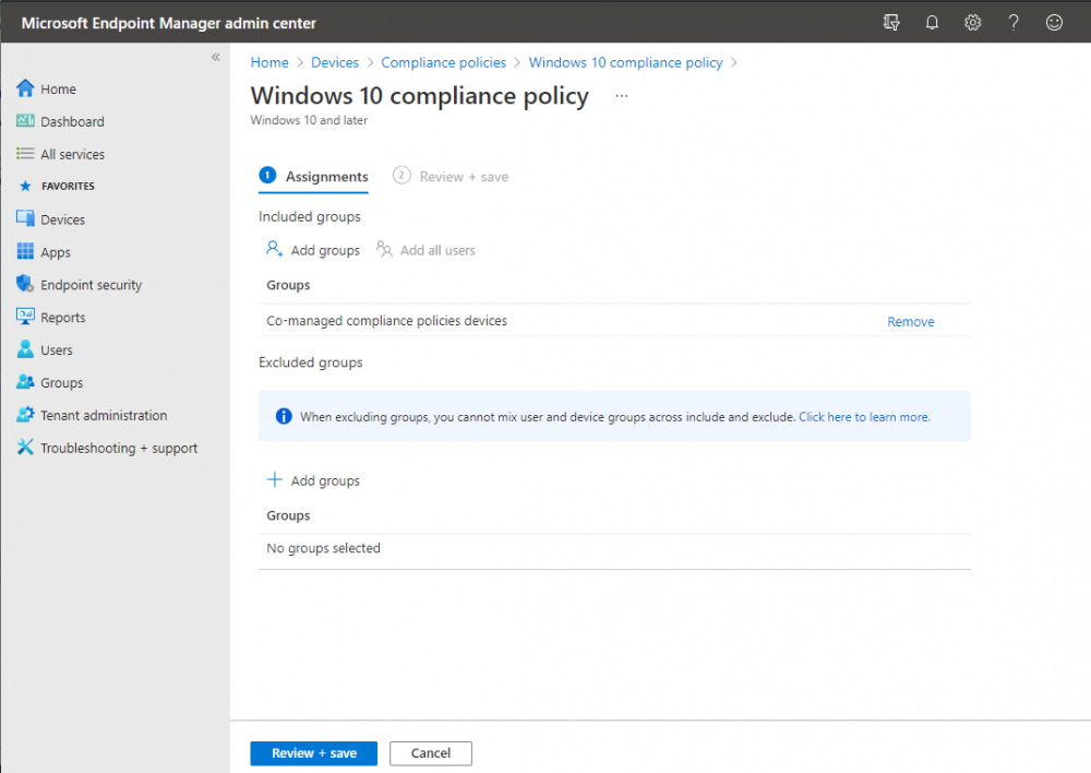 assign compliance policy to configmgr synced aad group.png