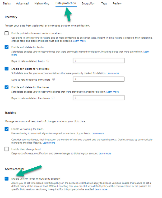 data protection enable version level immutability support.png